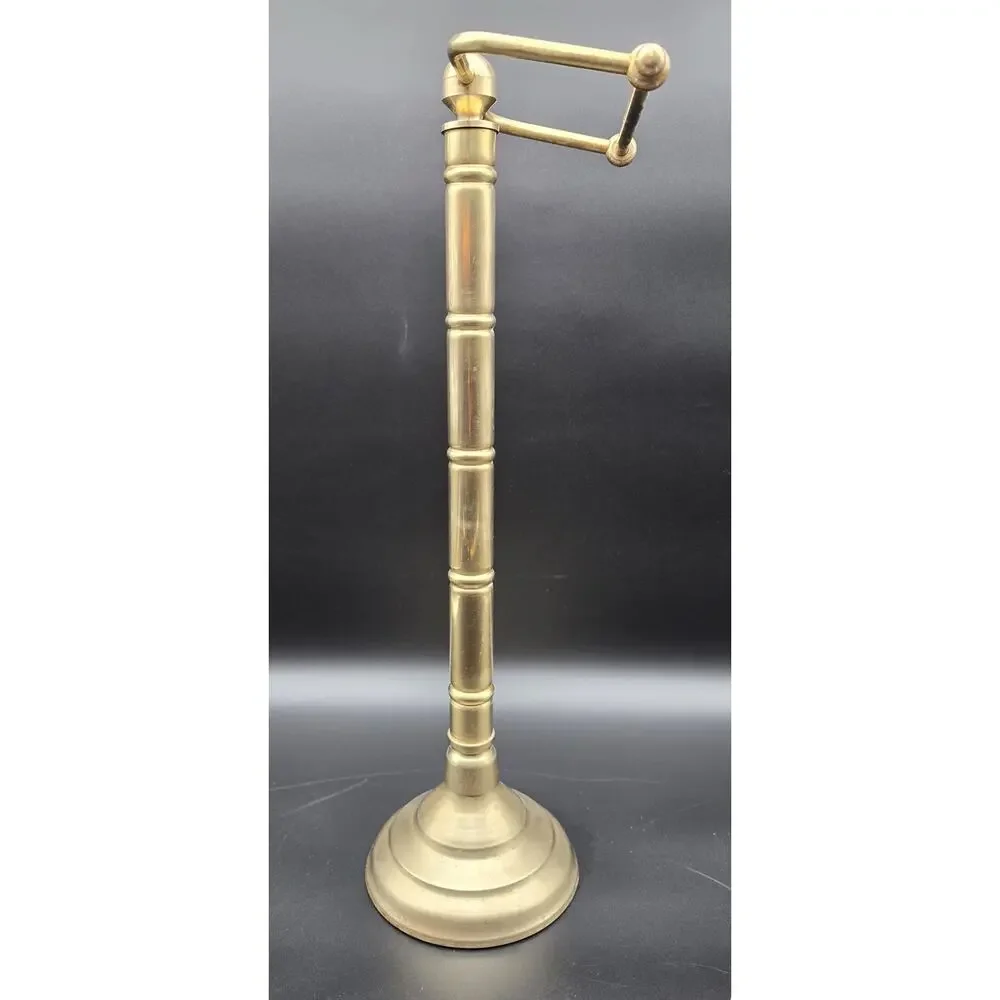 Vintage Brass Toilet Paper Holder Stand Free Standing Bathroom Roll Caddy 22